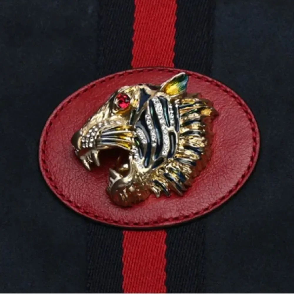 GUCCI Navy Blue Suede & Red Leather Trim Large Sylvie Web Rajah Tote Bag - Picture 4 of 16